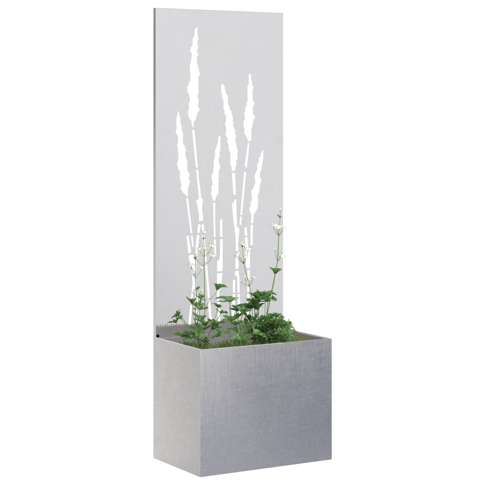 vidaXL Ghiveci de Grădină cu Panou Decorativ Argintiu 50 x 140 cm vidaXL Ghiveci de Grădină cu Panou Decorativ Argintiu 50 x 140 cm