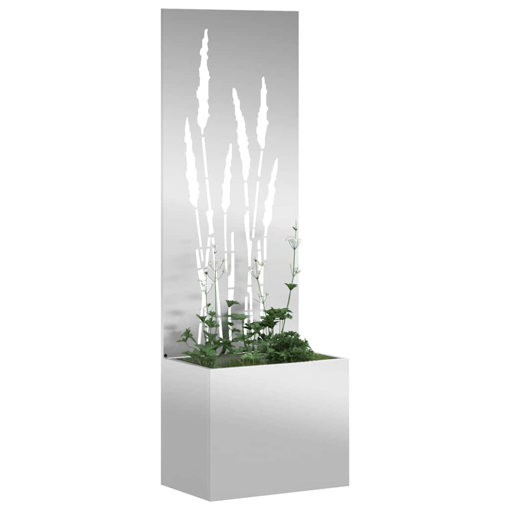 vidaXL Ghiveci de Grădină cu Panou Decorativ Argintiu 50 x 140 cm vidaXL Ghiveci de Grădină cu Panou Decorativ Argintiu 50 x 140 cm