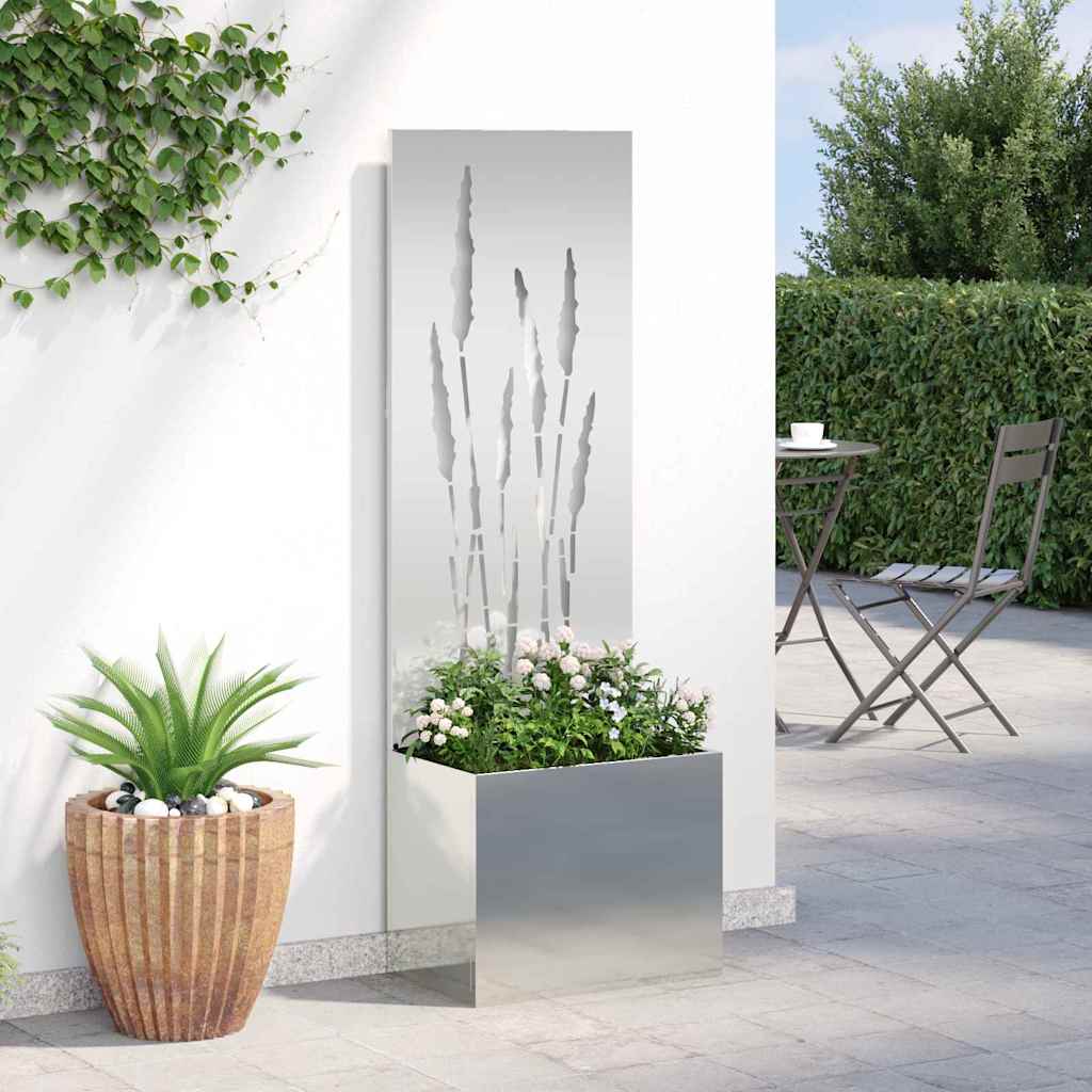vidaXL Ghiveci de Grădină cu Panou Decorativ Argintiu 50 x 140 cm vidaXL Ghiveci de Grădină cu Panou Decorativ Argintiu 50 x 140 cm