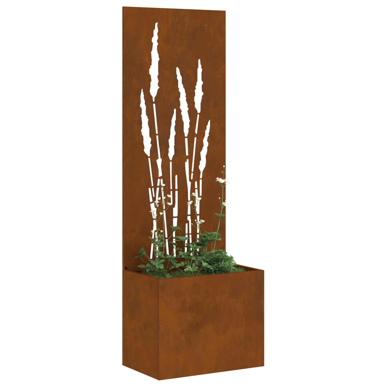 vidaXL Ghiveci de Grădină cu Panou Decorativ Ruginit 50 x 140 cm vidaXL Ghiveci de Grădină cu Panou Decorativ Ruginit 50 x 140 cm