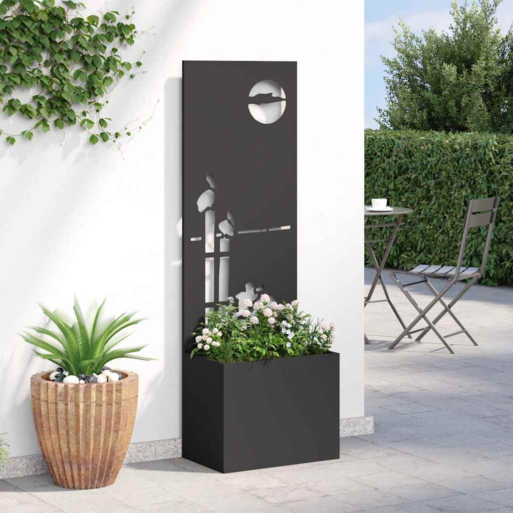 vidaXL Ghiveci de Grădină cu Panou Decorativ Negru 50 x 140 cm vidaXL Ghiveci de Grădină cu Panou Decorativ Negru 50 x 140 cm