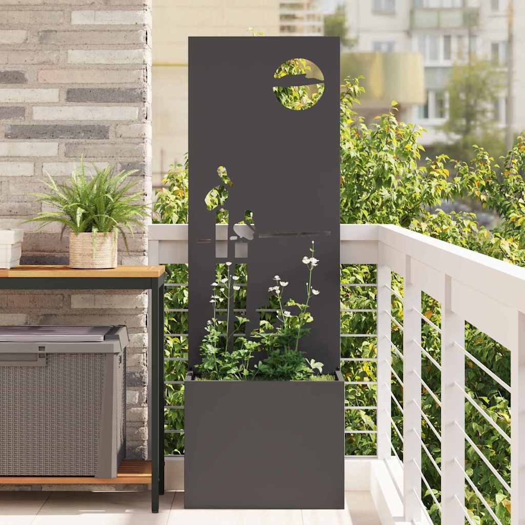 vidaXL Ghiveci de Grădină cu Panou Decorativ Negru 50 x 140 cm vidaXL Ghiveci de Grădină cu Panou Decorativ Negru 50 x 140 cm