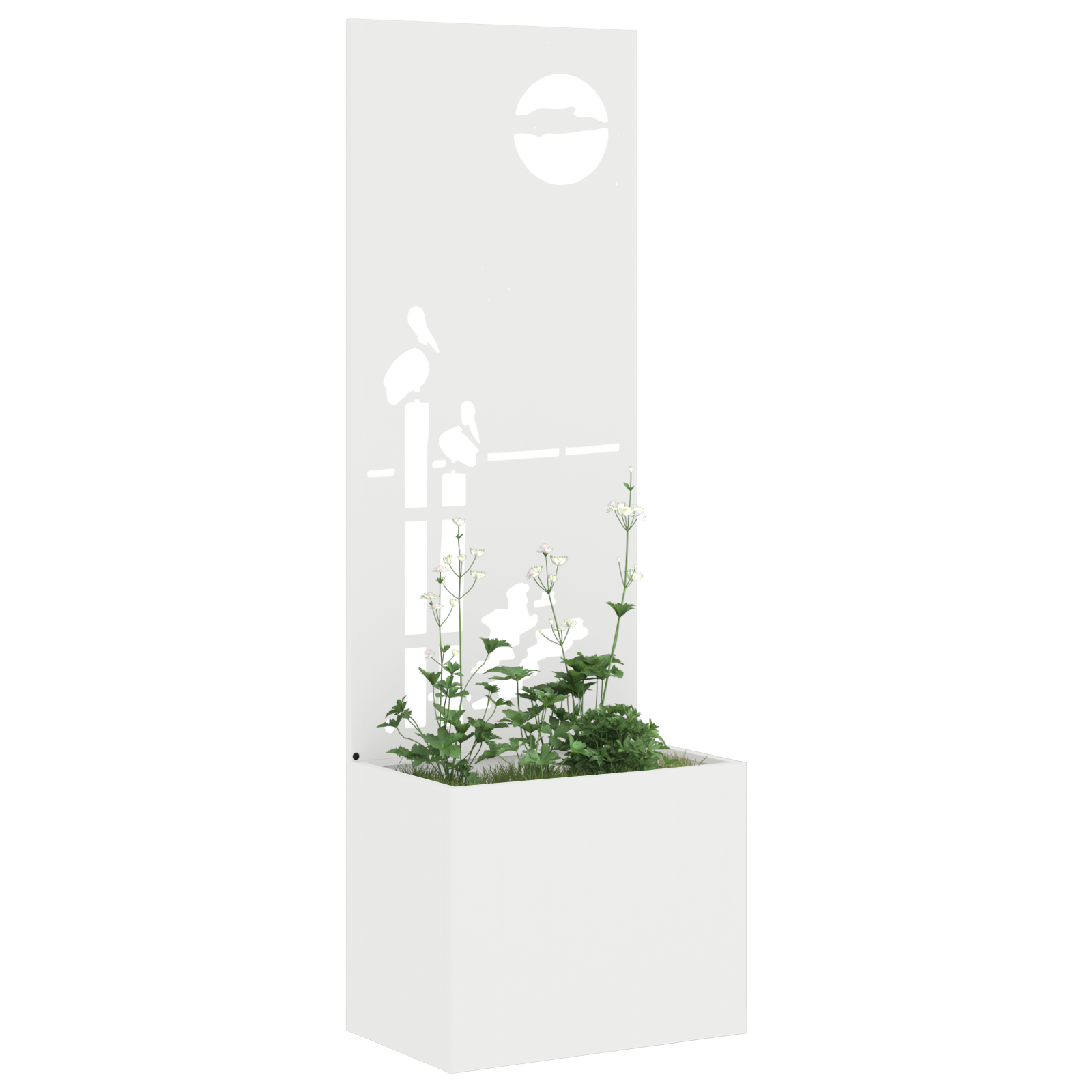 vidaXL Ghiveci de Grădină cu Panou Decorativ Alb 50 x 140 cm