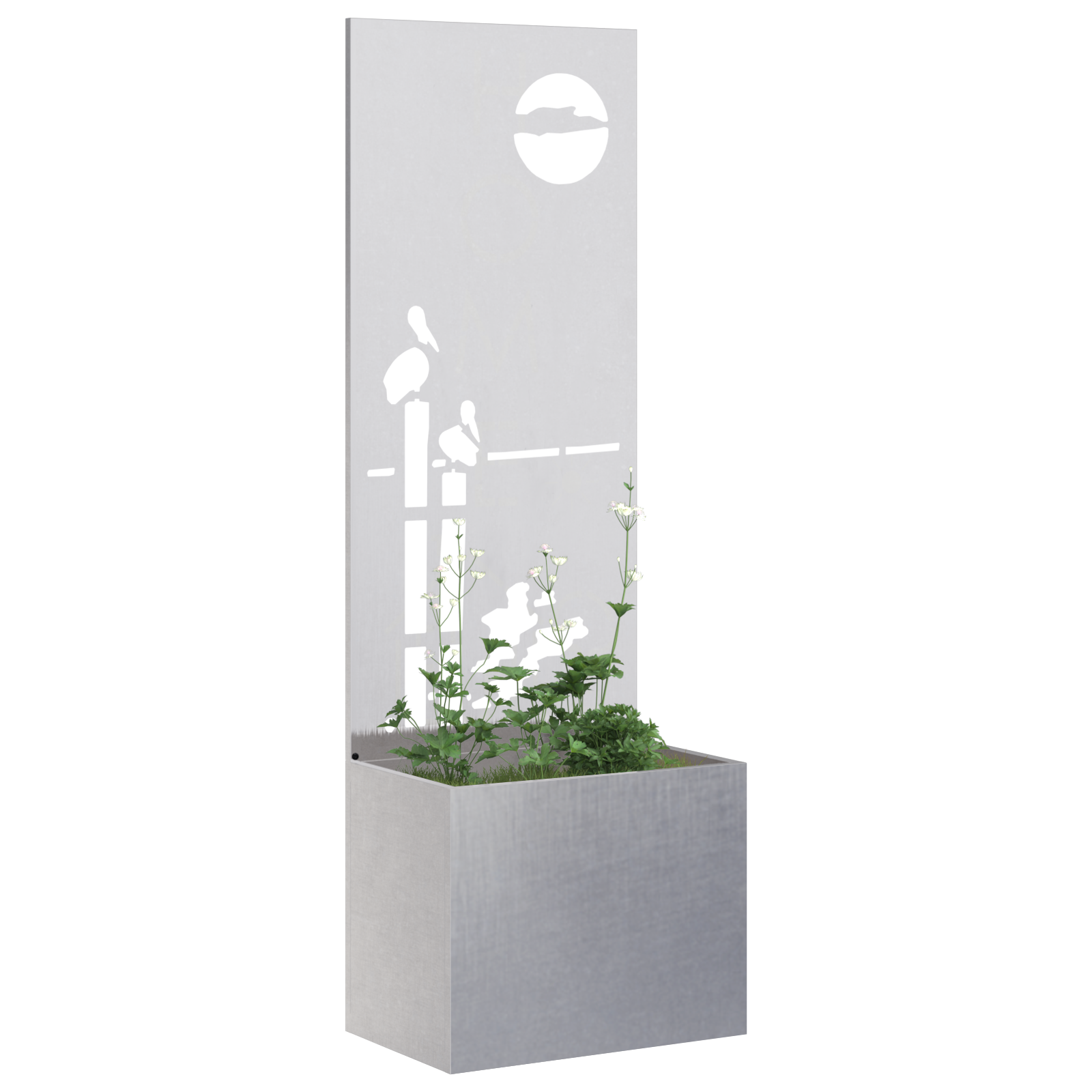 vidaXL Ghiveci de Grădină cu Panou Decorativ Argintiu 50 x 140 cm vidaXL Ghiveci de Grădină cu Panou Decorativ Argintiu 50 x 140 cm