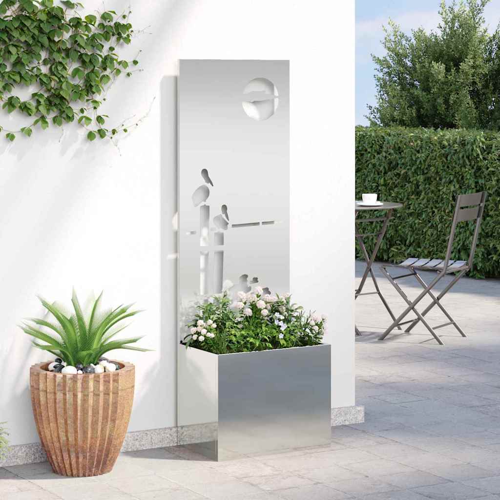 vidaXL Ghiveci de Grădină cu Panou Decorativ Argintiu 50 x 140 cm