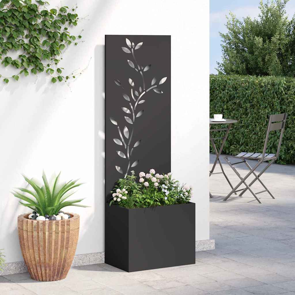 vidaXL Ghiveci de Grădină cu Panou Decorativ Negru 50 x 140 cm vidaXL Ghiveci de Grădină cu Panou Decorativ Negru 50 x 140 cm