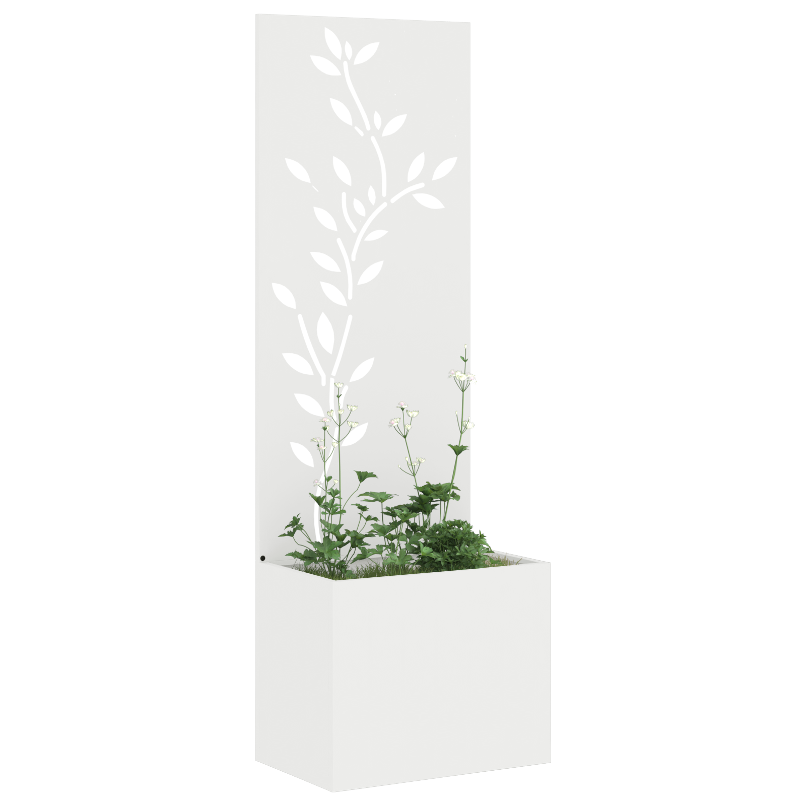 vidaXL Ghiveci de Grădină cu Panou Decorativ Alb 50 x 140 cm vidaXL Ghiveci de Grădină cu Panou Decorativ Alb 50 x 140 cm