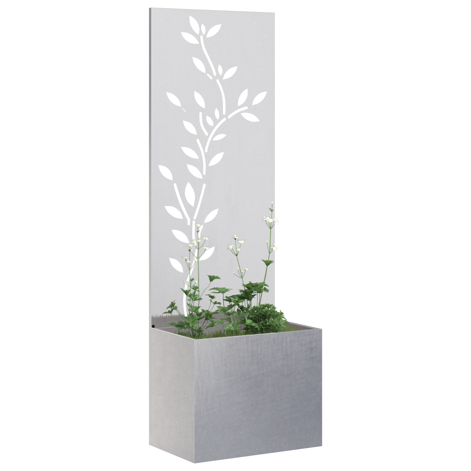 vidaXL Ghiveci de Grădină cu Panou Decorativ Argintiu 50 x 140 cm vidaXL Ghiveci de Grădină cu Panou Decorativ Argintiu 50 x 140 cm