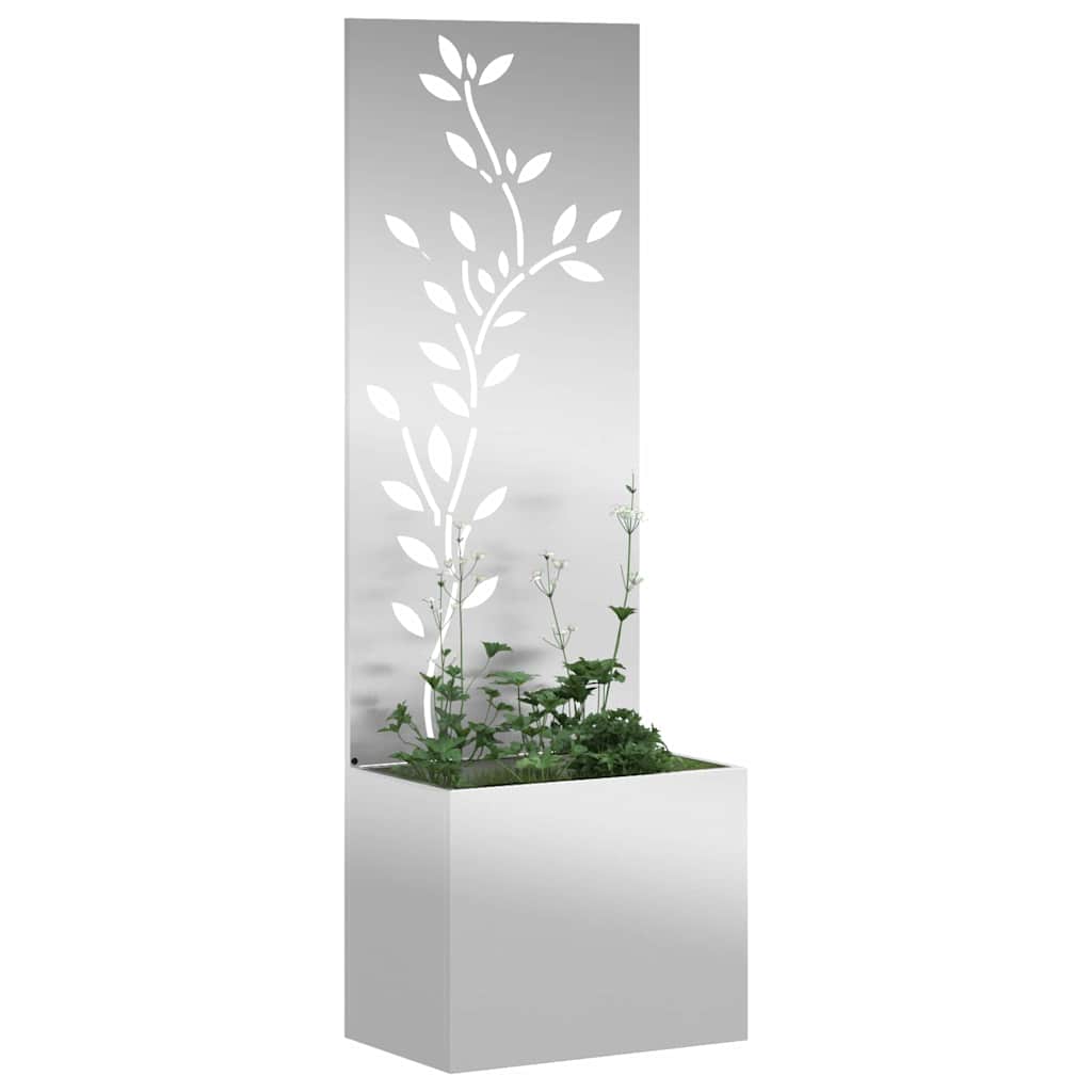 vidaXL Ghiveci de Grădină cu Panou Decorativ Argintiu 50 x 140 cm vidaXL Ghiveci de Grădină cu Panou Decorativ Argintiu 50 x 140 cm