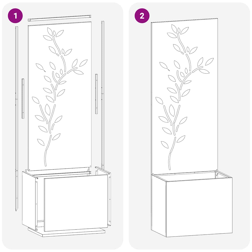 vidaXL Ghiveci de Grădină cu Panou Decorativ Argintiu 50 x 140 cm vidaXL Ghiveci de Grădină cu Panou Decorativ Argintiu 50 x 140 cm