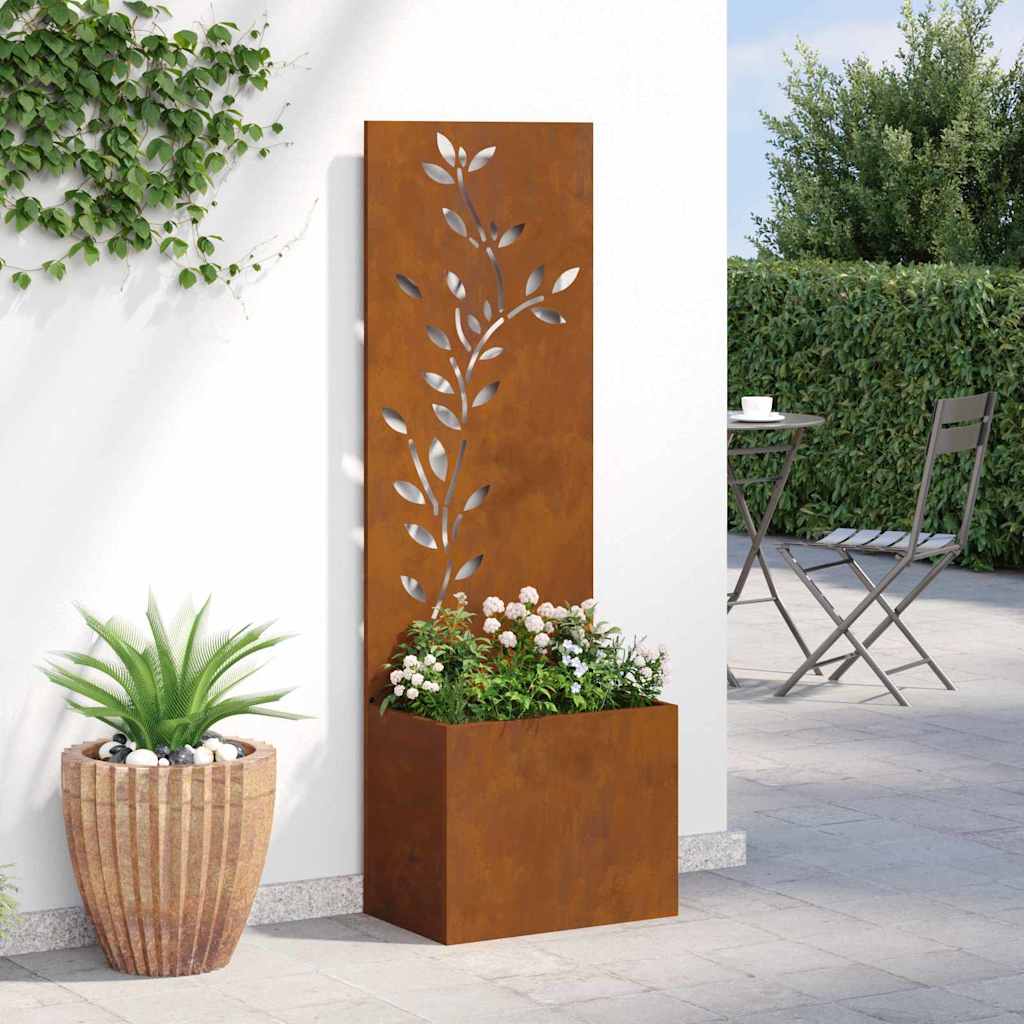 vidaXL Ghiveci de Grădină cu Panou Decorativ Ruginit 50 x 140 cm