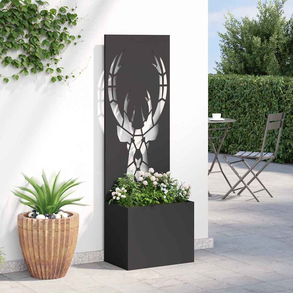 vidaXL Ghiveci de Grădină cu Panou Decorativ Negru 50 x 140 cm vidaXL Ghiveci de Grădină cu Panou Decorativ Negru 50 x 140 cm