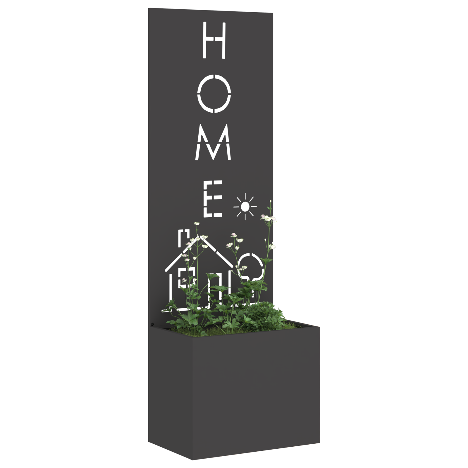 vidaXL Ghiveci de Grădină cu Panou Decorativ Negru 50 x 140 cm vidaXL Ghiveci de Grădină cu Panou Decorativ Negru 50 x 140 cm