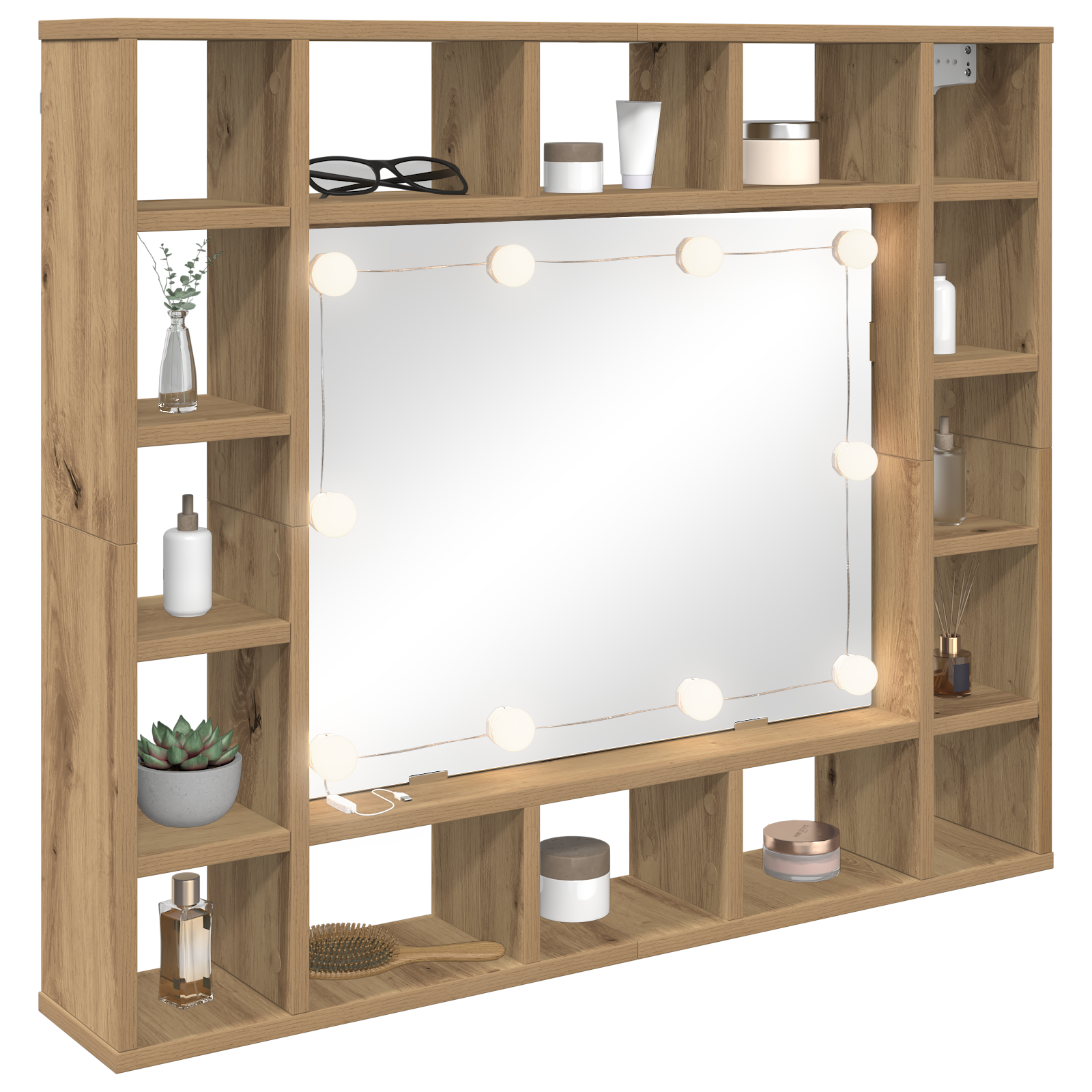 vidaXL Dulap cu oglindă stejar artizanal 91 x 15 x 76.5 cm vidaXL Dulap cu oglindă stejar artizanal 91 x 15 x 76.5 cm