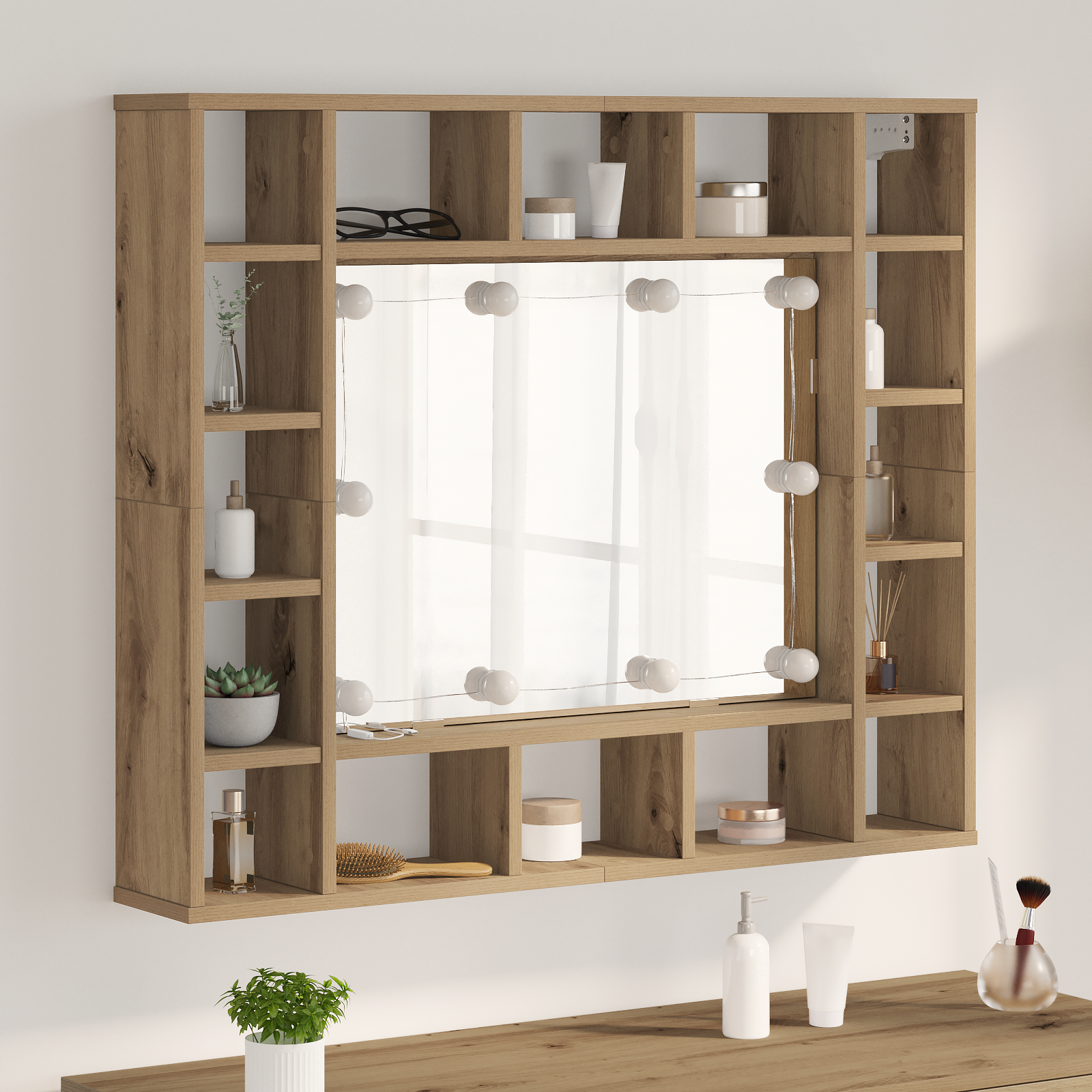vidaXL Dulap cu oglindă stejar artizanal 91 x 15 x 76.5 cm vidaXL Dulap cu oglindă stejar artizanal 91 x 15 x 76.5 cm