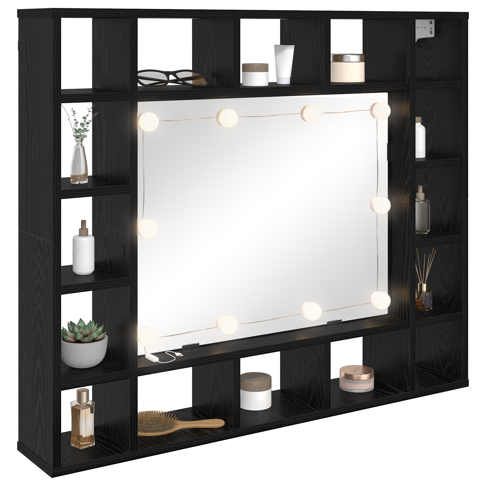 vidaXL Dulap cu oglindă Stejar negru 91 x 15 x 76.5 cm Lemn compozit vidaXL Dulap cu oglindă Stejar negru 91 x 15 x 76.5 cm Lemn compozit