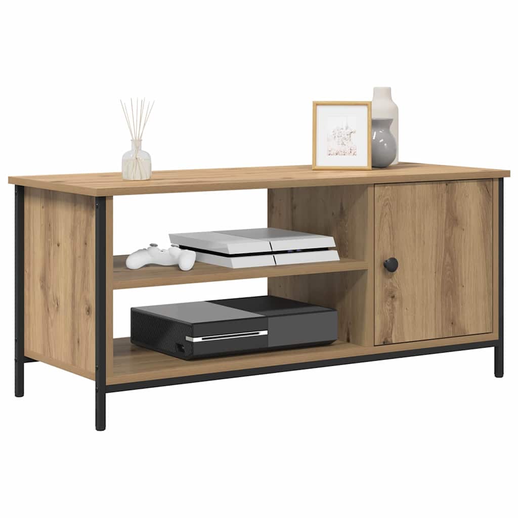 vidaXL Cabinet TV stejar artizanal 100 x 40 x 45 cm Lemn compozit vidaXL Cabinet TV stejar artizanal 100 x 40 x 45 cm Lemn compozit