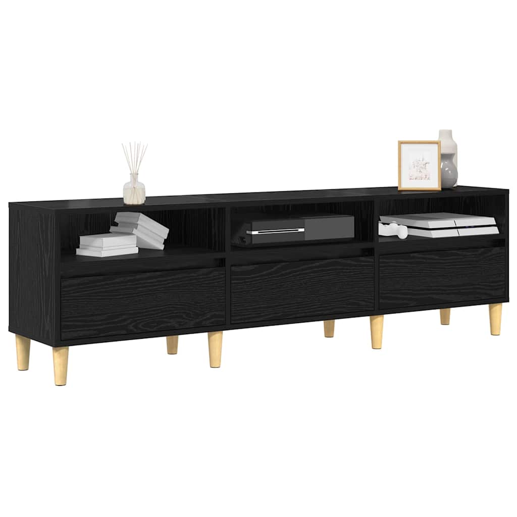 vidaXL Cabinet TV Stejar negru 150 x 30 x 45 cm Lemn compozit vidaXL Cabinet TV Stejar negru 150 x 30 x 45 cm Lemn compozit