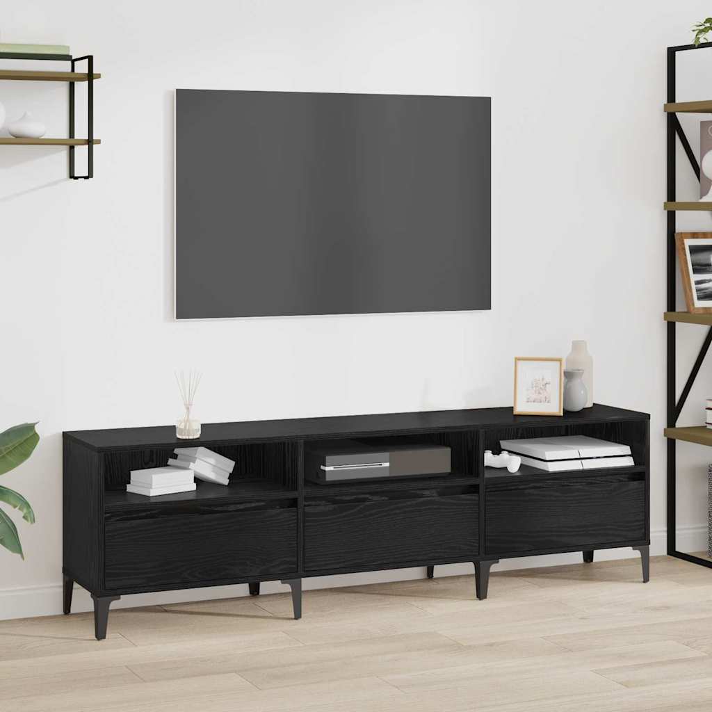 vidaXL Cabinet TV cu sertar Stejar Negru 150 x 30 x 45 cm