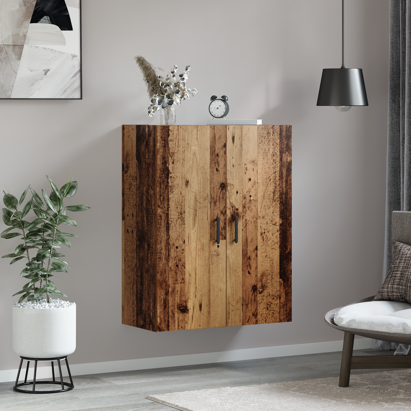 vidaXL Dulap montat pe perete Lemn vechi 69.5 x 34 x 90 cm