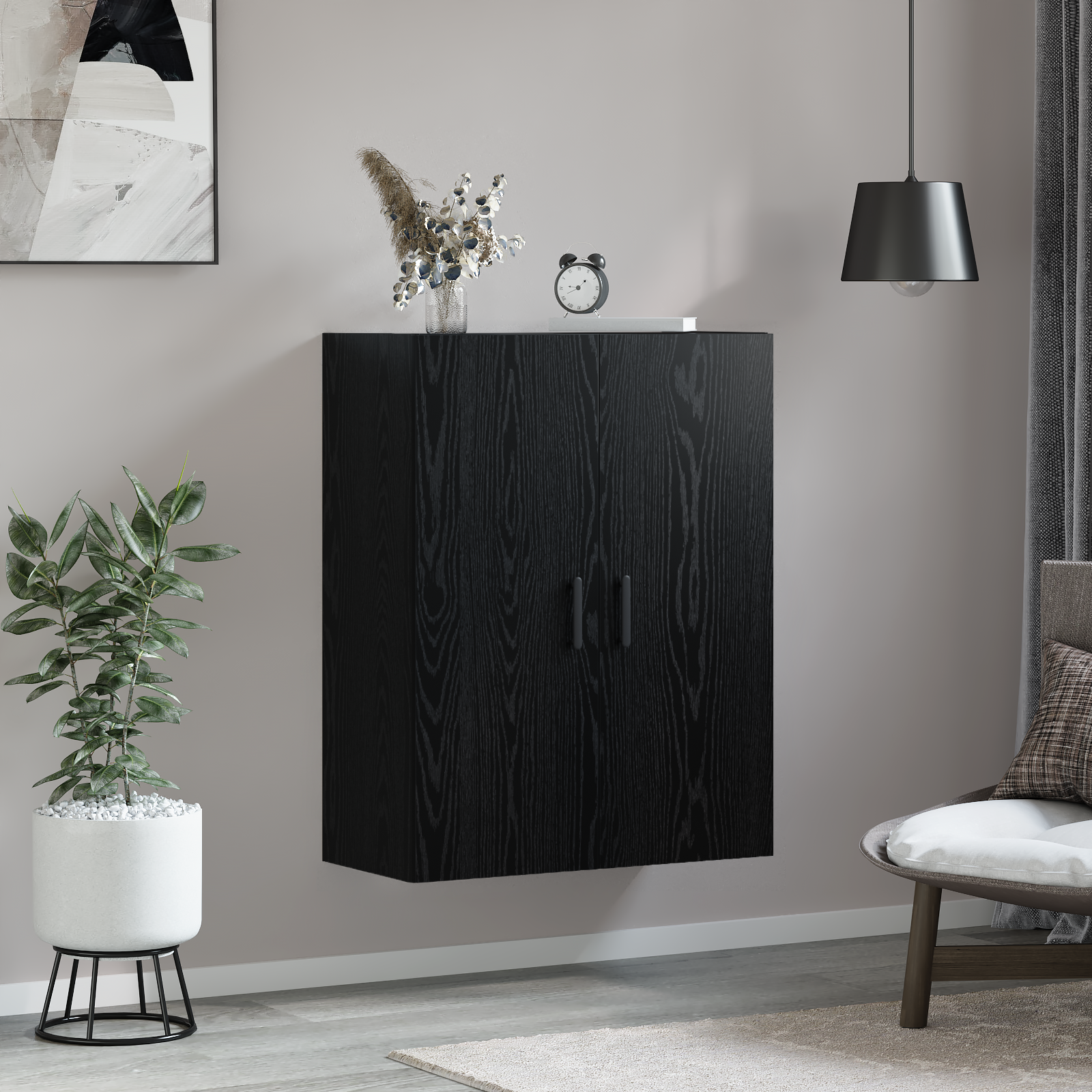 vidaXL Dulap montat pe perete Stejar negru 69.5 x 34 x 90 cm vidaXL Dulap montat pe perete Stejar negru 69.5 x 34 x 90 cm