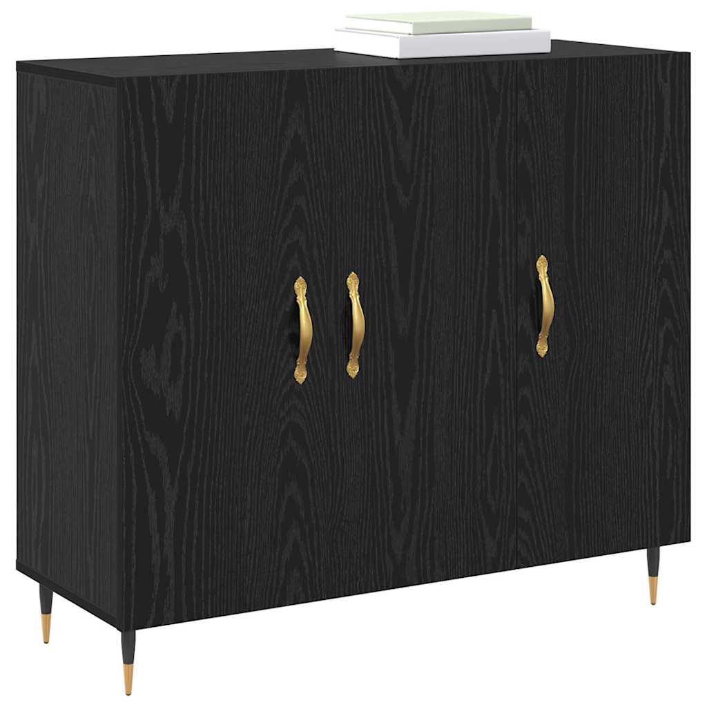 vidaXL Bufet cu depozitare cu ușă Negru 90 x 34 x 80 cm Lemn compozit vidaXL Bufet cu depozitare cu ușă Negru 90 x 34 x 80 cm Lemn compozit
