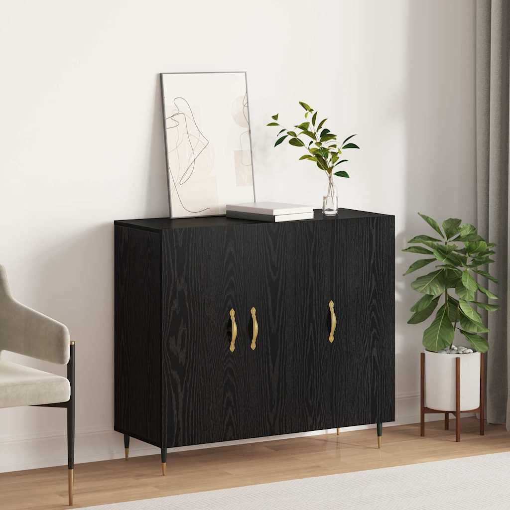 vidaXL Bufet cu depozitare cu ușă Negru 90 x 34 x 80 cm Lemn compozit vidaXL Bufet cu depozitare cu ușă Negru 90 x 34 x 80 cm Lemn compozit