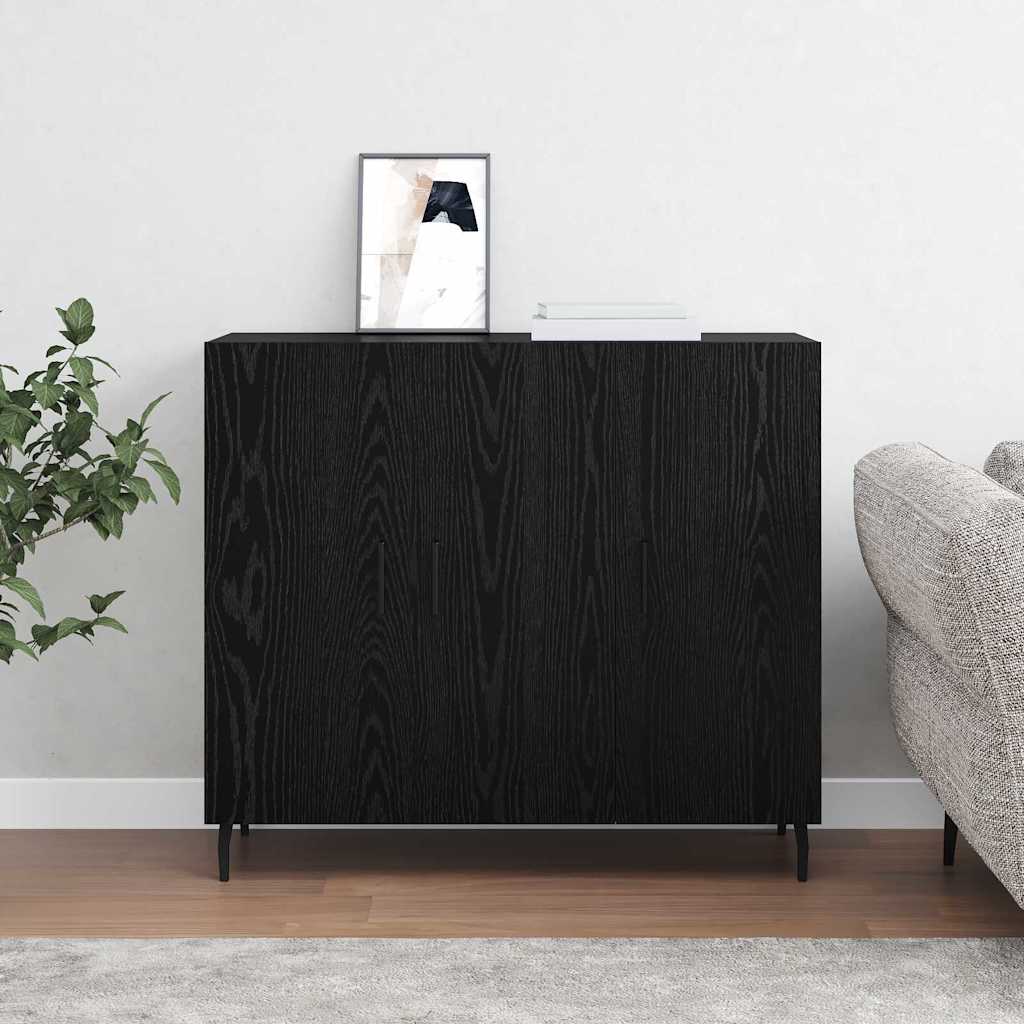 vidaXL Bufet cu depozitare cu ușă Negru 90 x 34 x 80 cm Lemn compozit