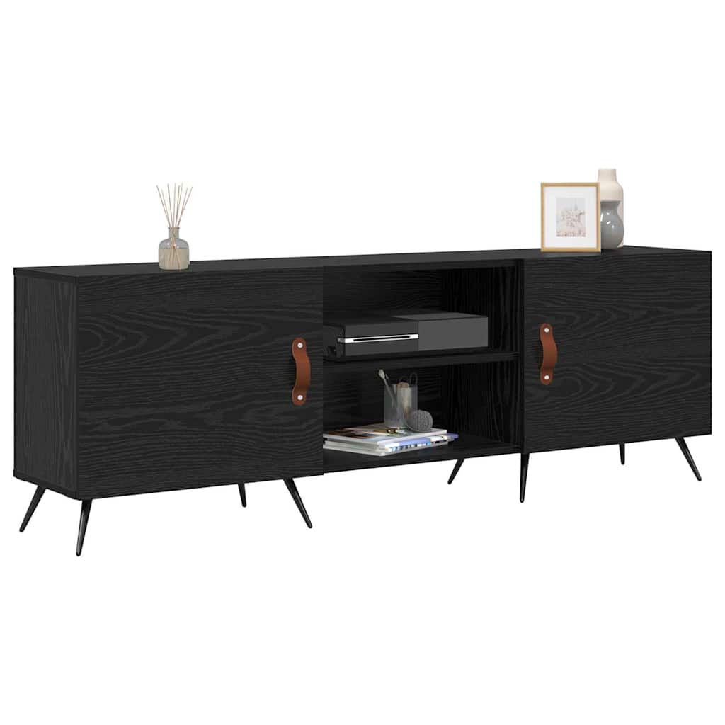 vidaXL Cabinet TV cu raft Stejar negru 150 x 30 x 50 cm Lemn compozit vidaXL Cabinet TV cu raft Stejar negru 150 x 30 x 50 cm Lemn compozit