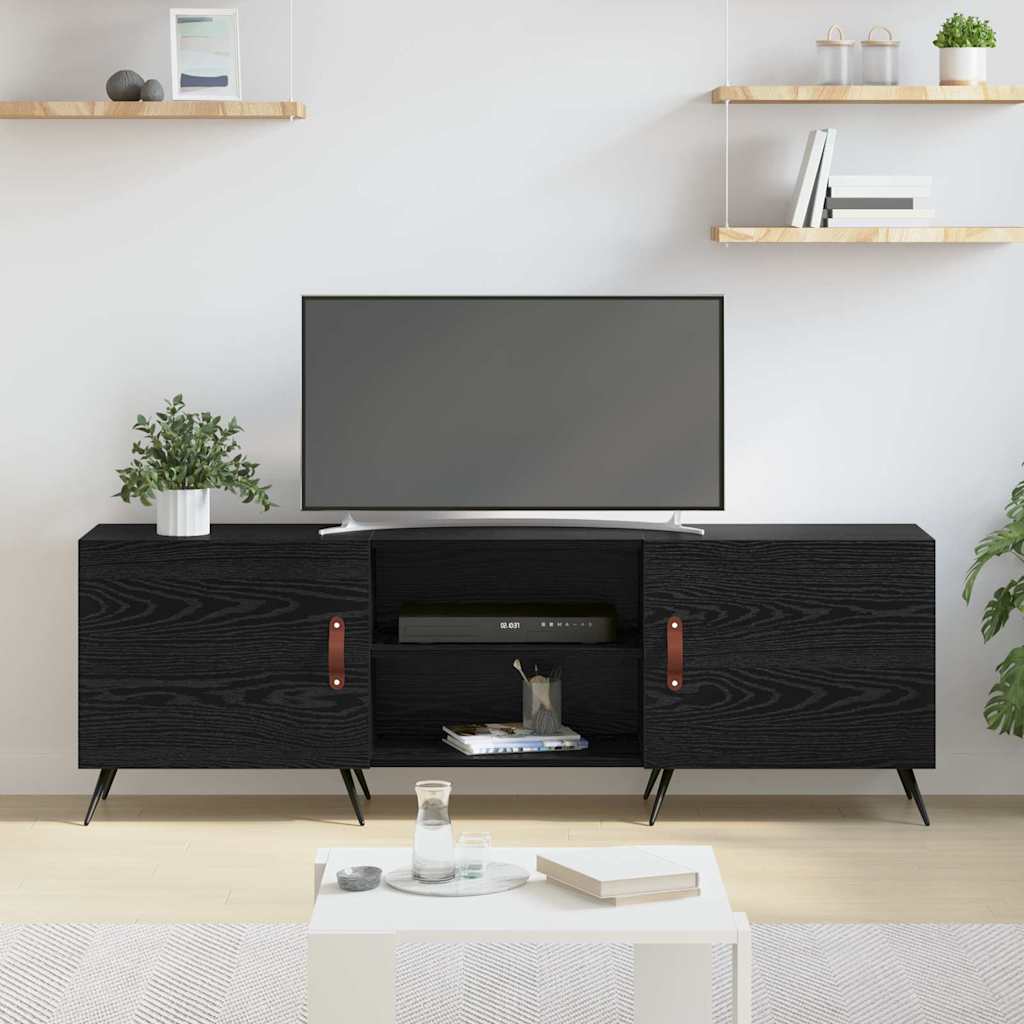 vidaXL Cabinet TV cu raft Stejar negru 150 x 30 x 50 cm Lemn compozit vidaXL Cabinet TV cu raft Stejar negru 150 x 30 x 50 cm Lemn compozit