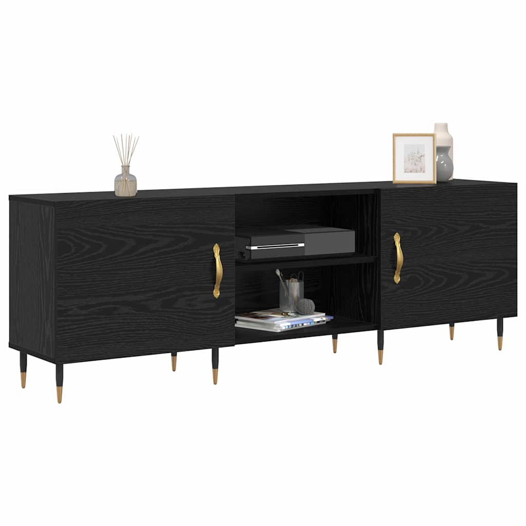 vidaXL Cabinet TV cu raft Stejar negru 150 x 30 x 50 cm Lemn compozit vidaXL Cabinet TV cu raft Stejar negru 150 x 30 x 50 cm Lemn compozit