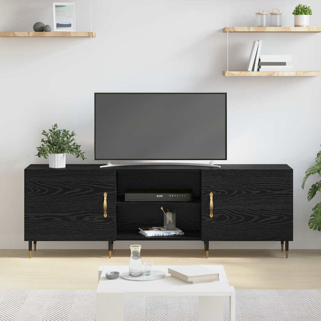 vidaXL Cabinet TV cu raft Stejar negru 150 x 30 x 50 cm Lemn compozit vidaXL Cabinet TV cu raft Stejar negru 150 x 30 x 50 cm Lemn compozit