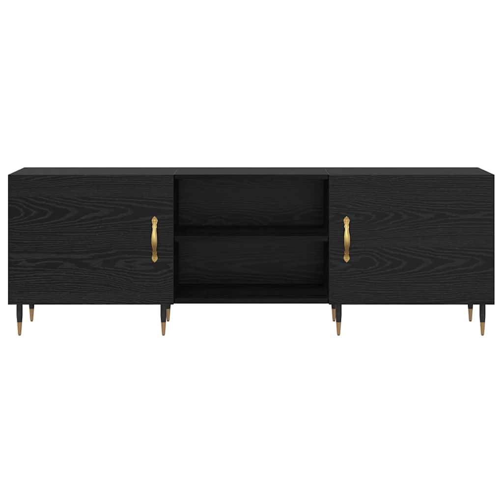 vidaXL Cabinet TV cu raft Stejar negru 150 x 30 x 50 cm Lemn compozit vidaXL Cabinet TV cu raft Stejar negru 150 x 30 x 50 cm Lemn compozit