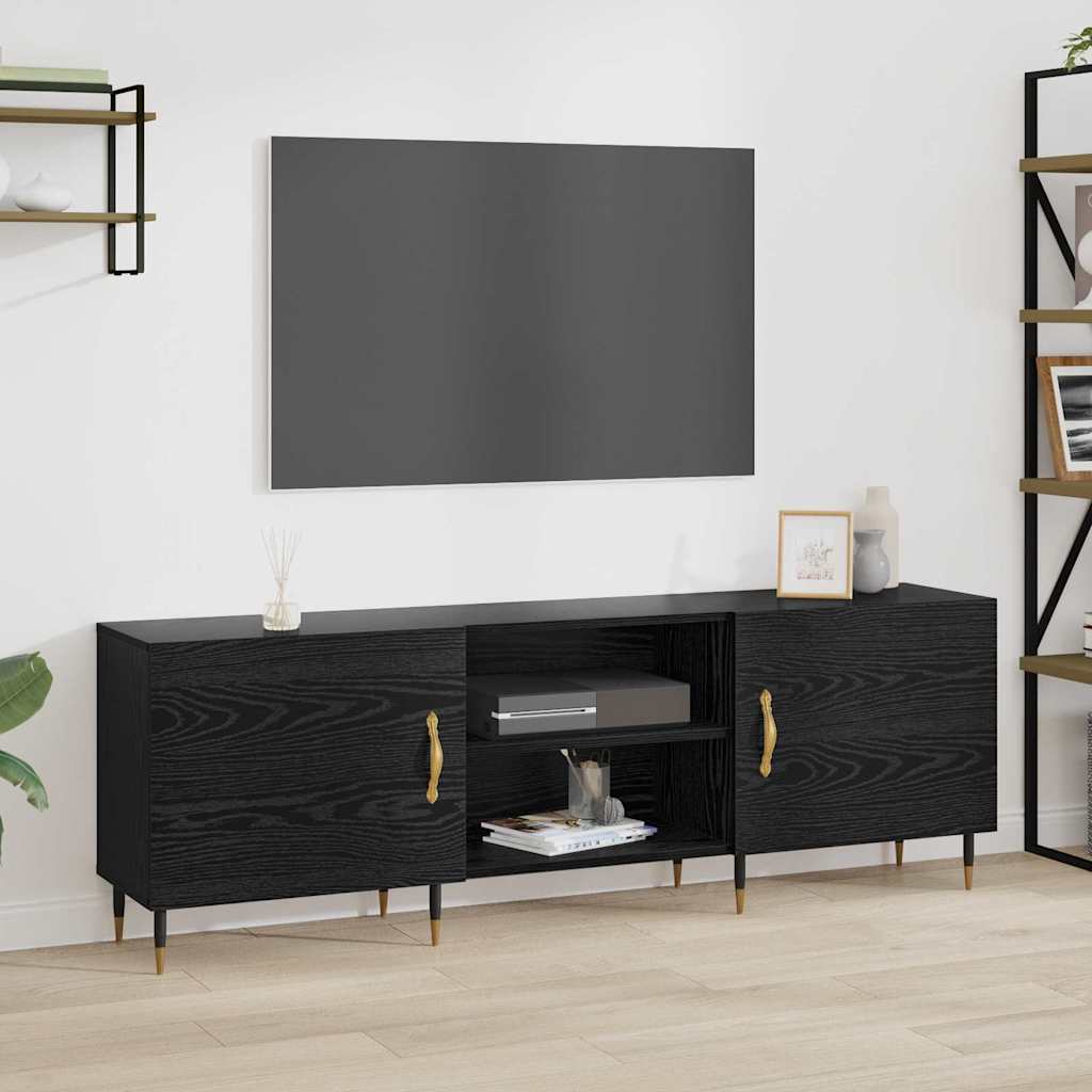 vidaXL Cabinet TV cu raft Stejar negru 150 x 30 x 50 cm Lemn compozit vidaXL Cabinet TV cu raft Stejar negru 150 x 30 x 50 cm Lemn compozit