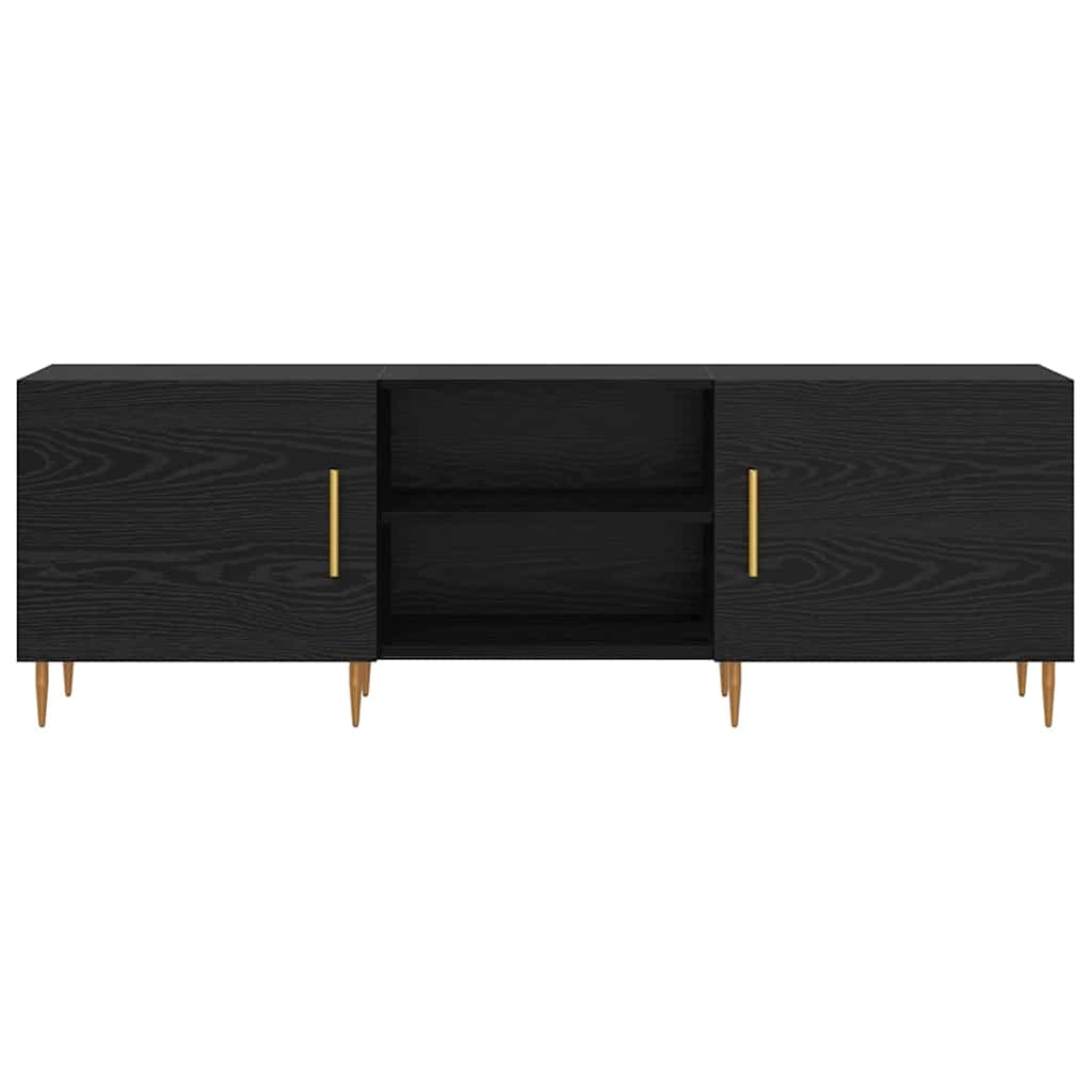 vidaXL Cabinet TV cu raft Stejar negru 150 x 30 x 50 cm Lemn compozit vidaXL Cabinet TV cu raft Stejar negru 150 x 30 x 50 cm Lemn compozit