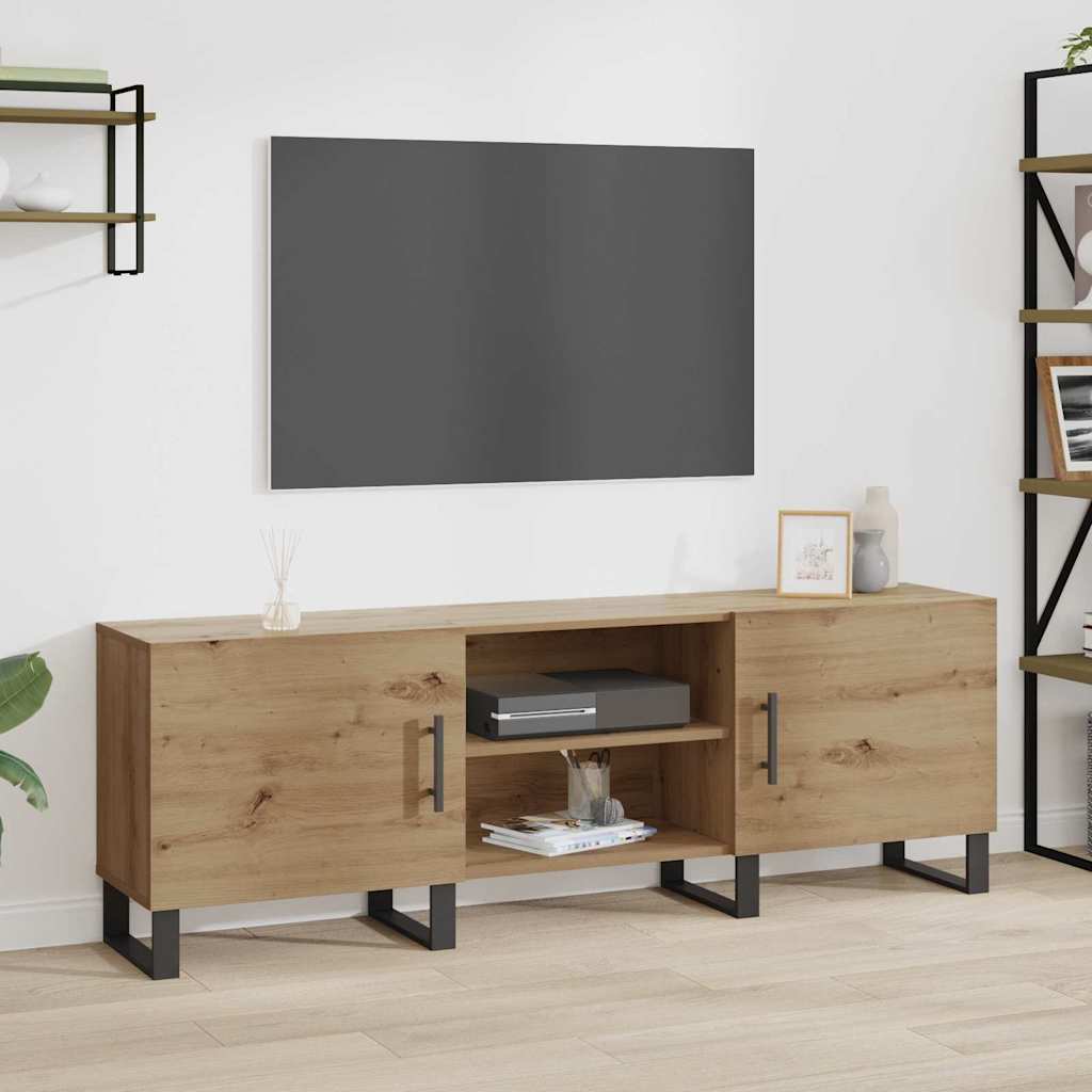 vidaXL Cabinet TV cu raft cu depozitare cu ușă 150 x 30 x 50 cm Lemn compozit vidaXL Cabinet TV cu raft cu depozitare cu ușă 150 x 30 x 50 cm Lemn compozit
