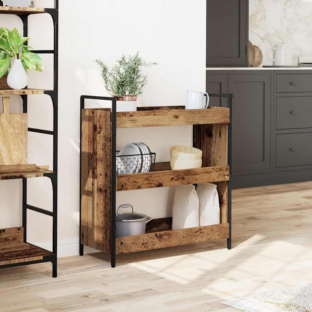 vidaXL Troler de Bucătărie Lemn vechi 70 x 30 x 82 cm Lemn compozit vidaXL Troler de Bucătărie Lemn vechi 70 x 30 x 82 cm Lemn compozit