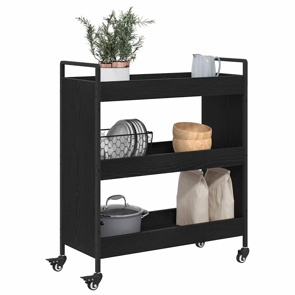 vidaXL Troler de Bucătărie Stejar negru 70 x 30 x 82 cm Lemn compozit vidaXL Troler de Bucătărie Stejar negru 70 x 30 x 82 cm Lemn compozit