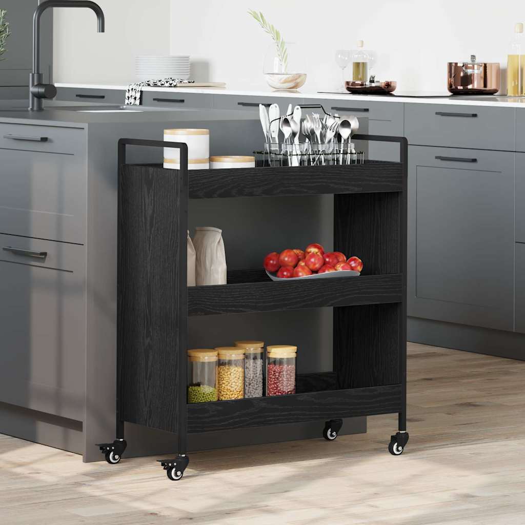 vidaXL Troler de Bucătărie Stejar negru 70 x 30 x 82 cm Lemn compozit vidaXL Troler de Bucătărie Stejar negru 70 x 30 x 82 cm Lemn compozit