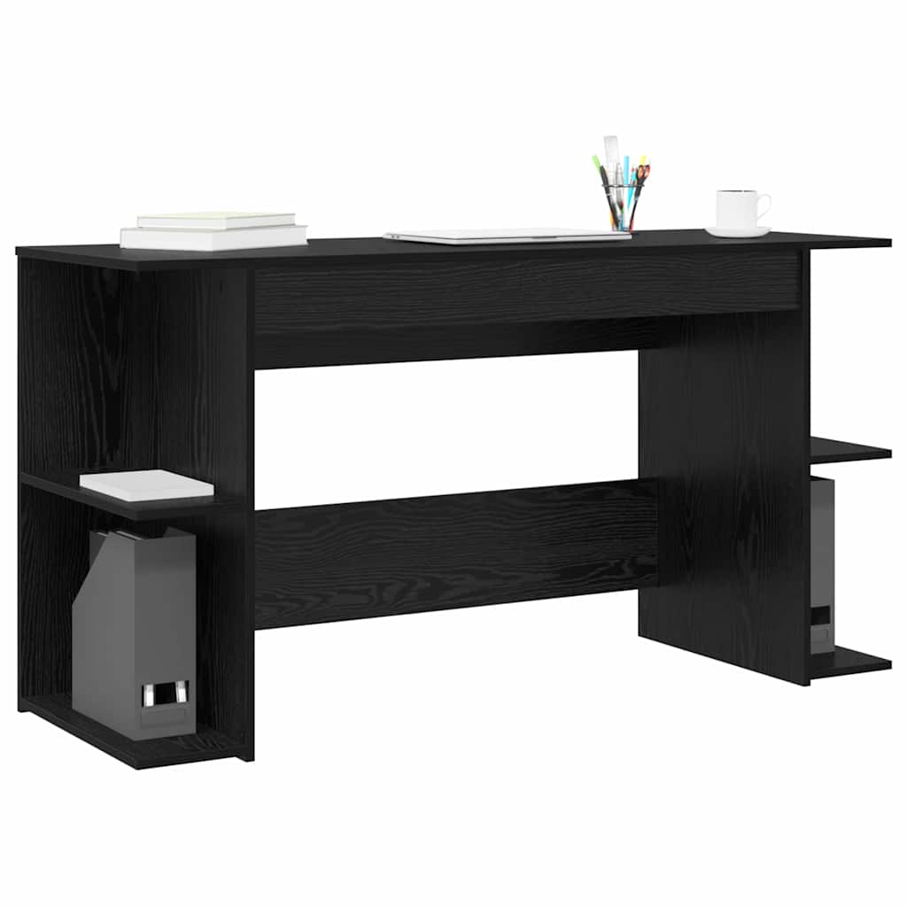 vidaXL Birou cu raft Altele cu depozitare Stejar negru 140 x 50 x 75 cm Lemn compozit vidaXL Birou cu raft Altele cu depozitare Stejar negru 140 x 50 x 75 cm Lemn compozit