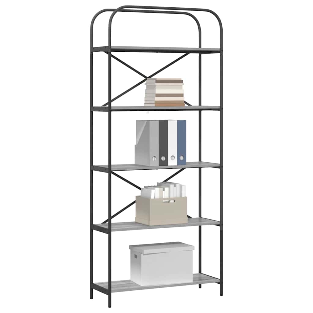 vidaXL Raft pentru cărți sonoma gri 80 x 30 x 183 cm Lemn compozit