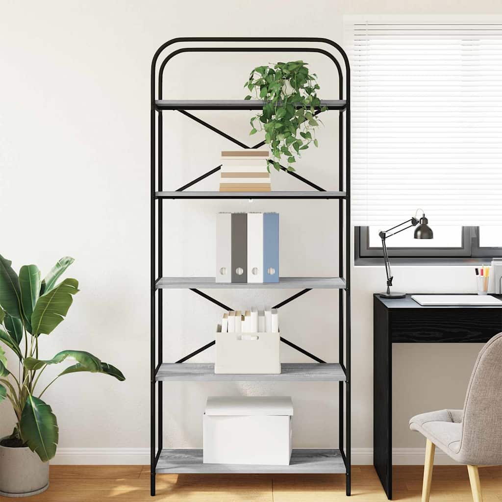 vidaXL Raft pentru cărți sonoma gri 80 x 30 x 183 cm Lemn compozit