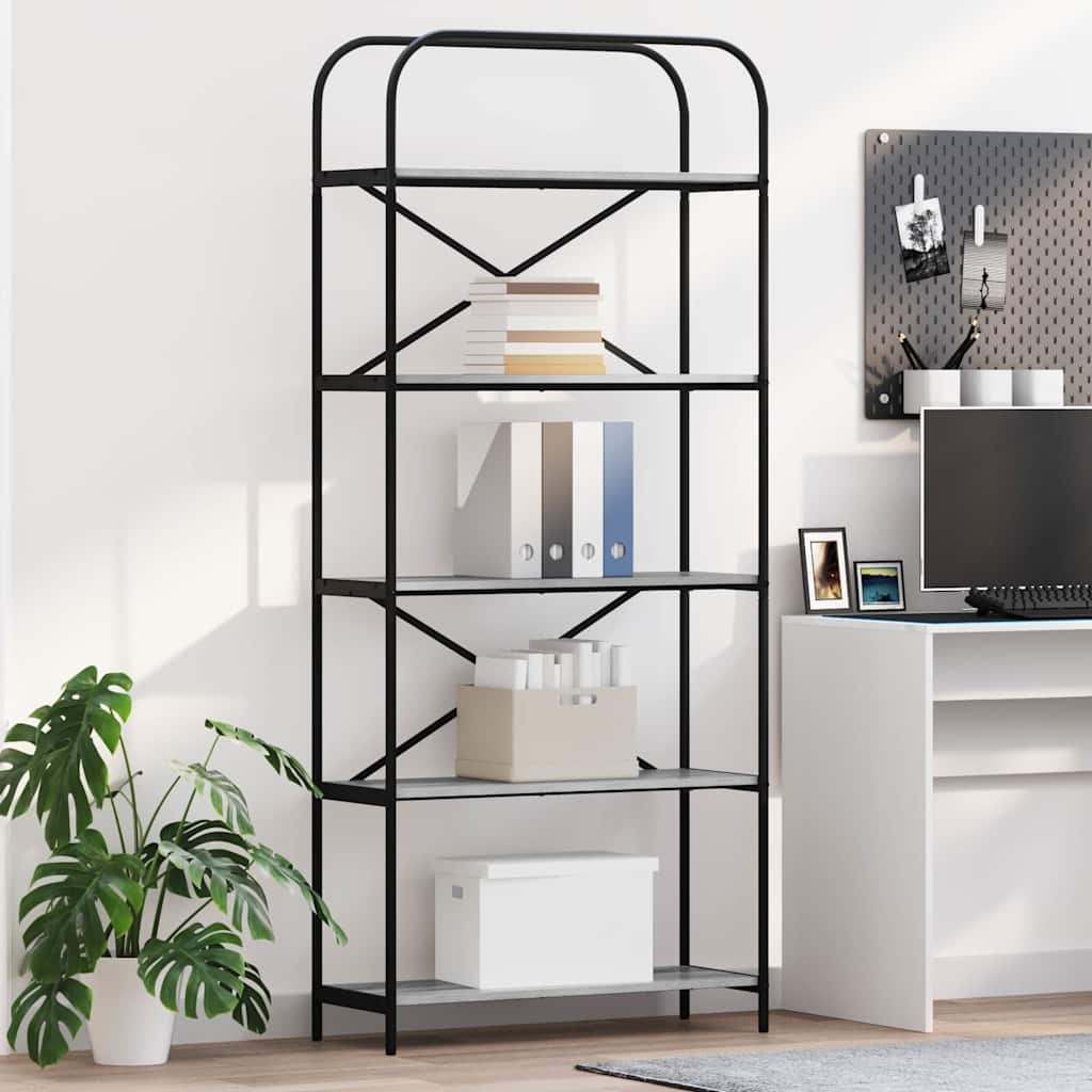 vidaXL Raft pentru cărți sonoma gri 80 x 30 x 183 cm Lemn compozit