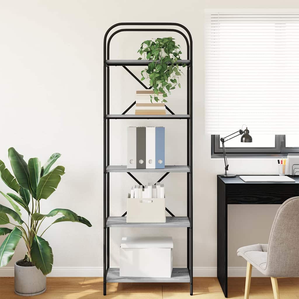 vidaXL Raft pentru cărți sonoma gri 60 x 30 x 183 cm Lemn compozit