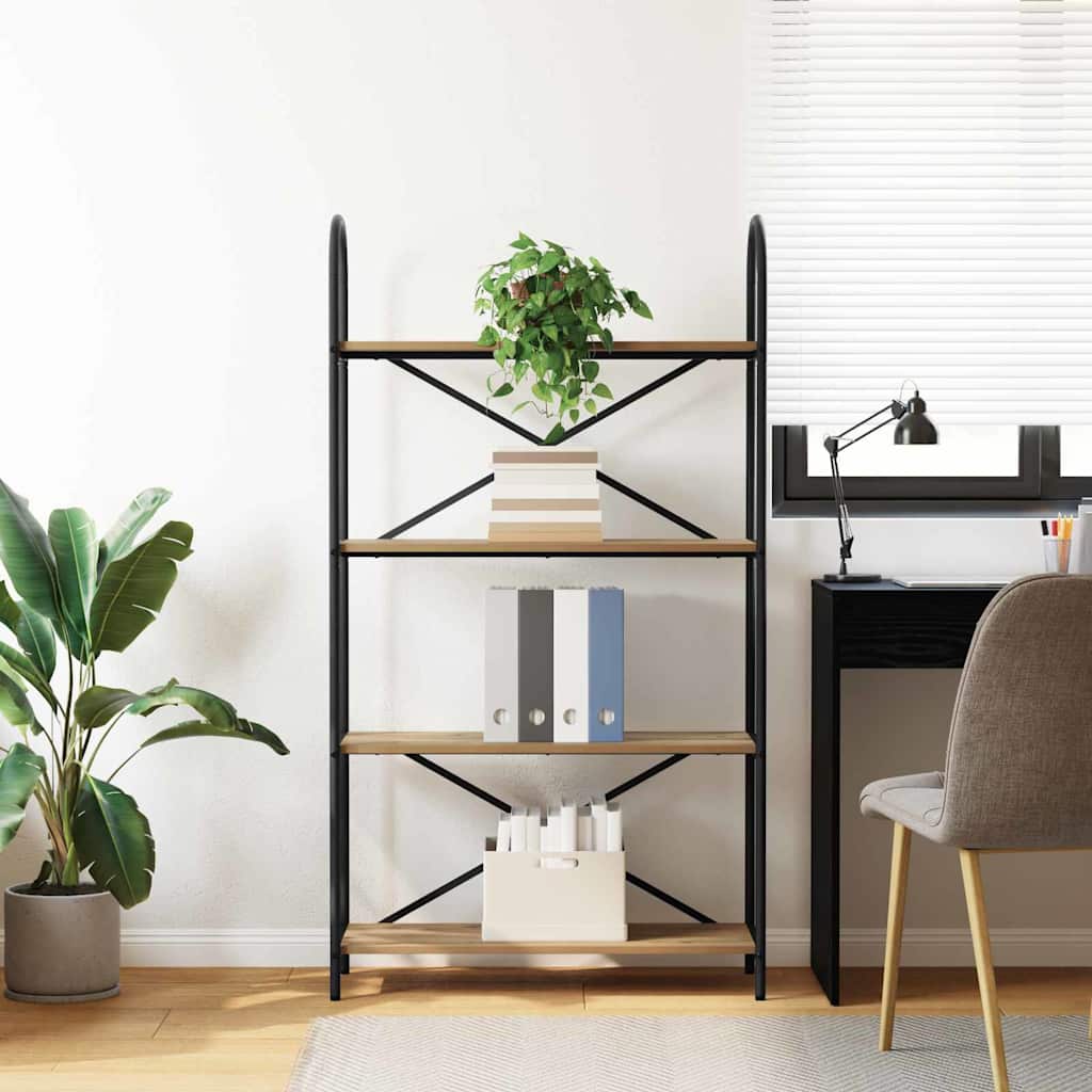 vidaXL Raft pentru cărți stejar artizanal 80 x 30 x 146 cm