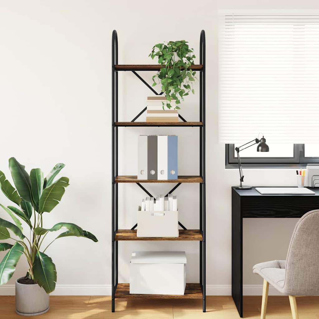 vidaXL Raft pentru cărți Stejar afumat 60 x 30 x 183 cm Lemn compozit