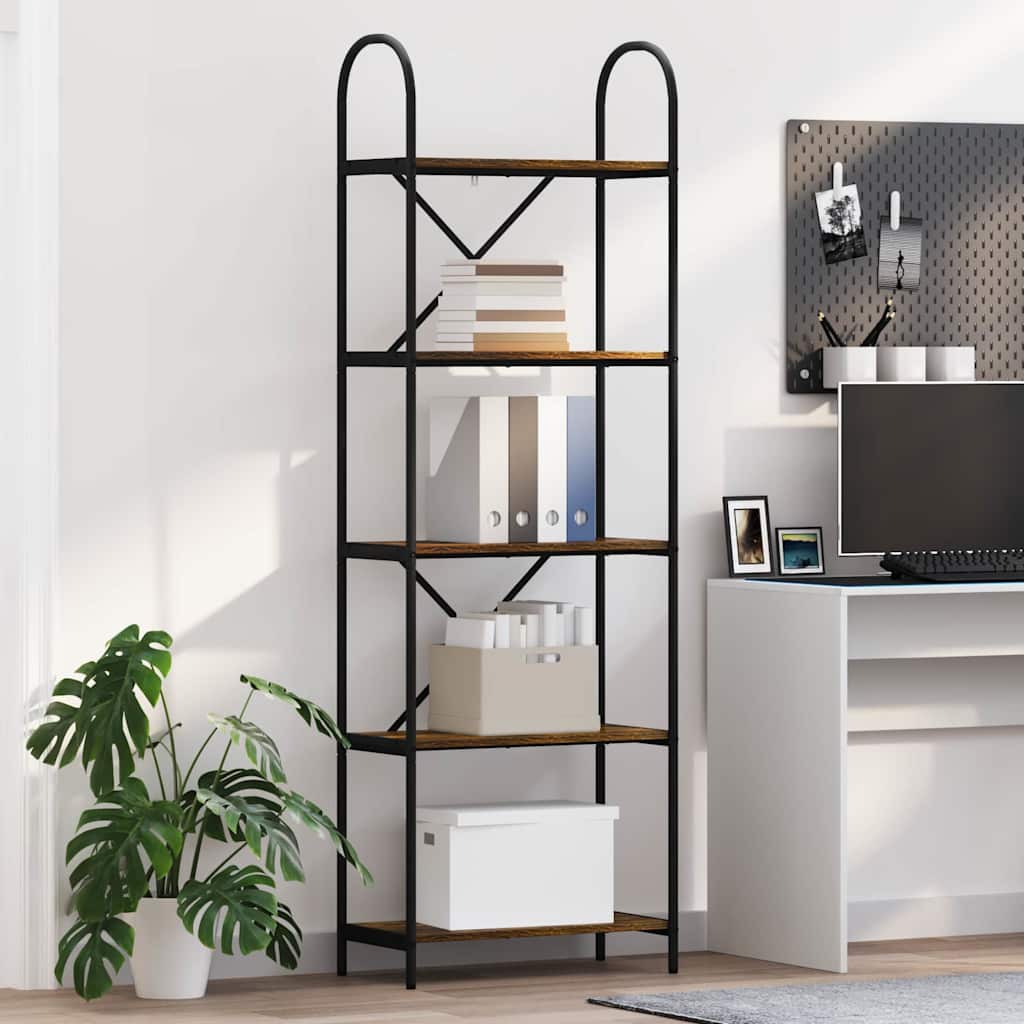 vidaXL Raft pentru cărți Stejar afumat 60 x 30 x 183 cm Lemn compozit