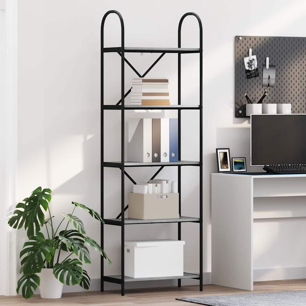 vidaXL Raft pentru cărți sonoma gri 60 x 30 x 183 cm Lemn compozit