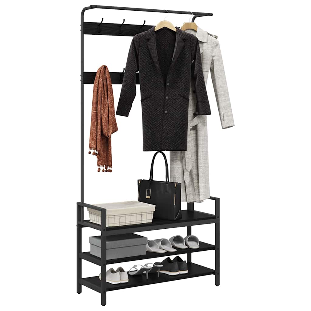 vidaXL Răcător de paltoane Stejar negru 95 x 34 x 184 cm Lemn compozit