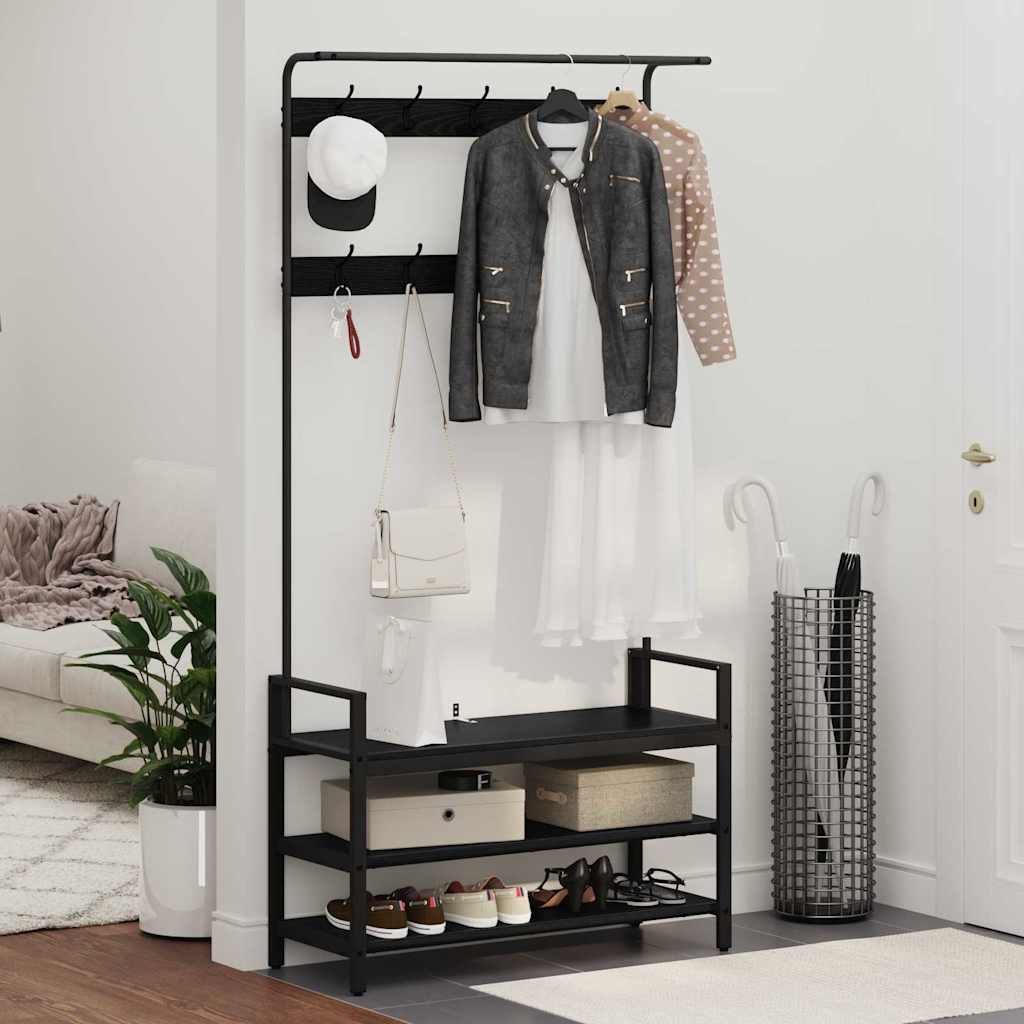 vidaXL Răcător de paltoane Stejar negru 95 x 34 x 184 cm Lemn compozit